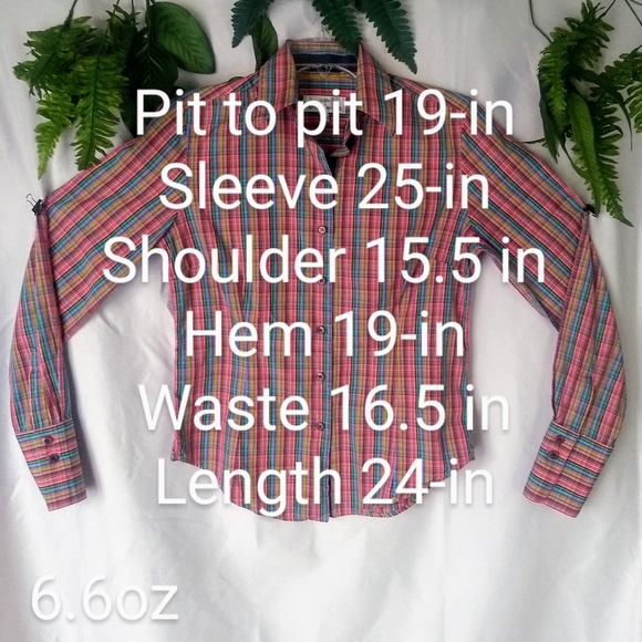 Andrea Becker Rainbow Plaid button down top S - Picture 9 of 9